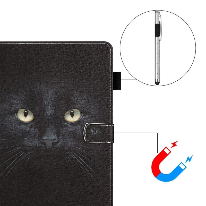 Leren Hoesje Samsung Galaxy Tab A7 Telefoonhoesje Zwarte Kattenogen