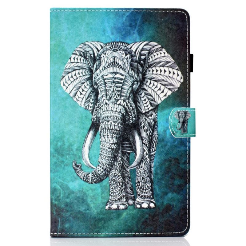 Leren Hoesje Samsung Galaxy Tab A7 Tribale Olifant