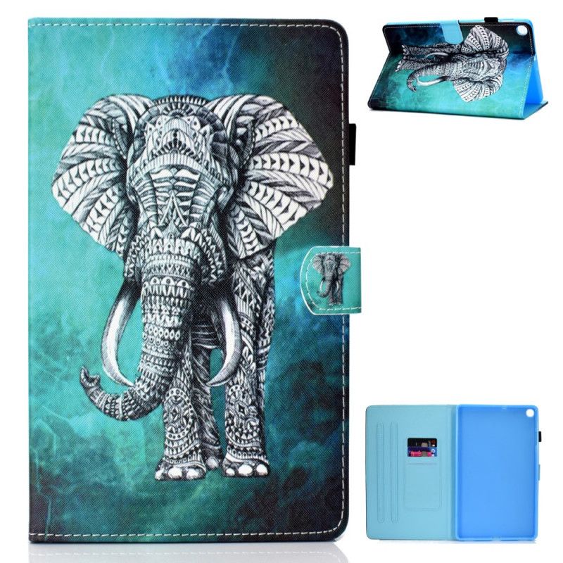 Leren Hoesje Samsung Galaxy Tab A7 Tribale Olifant