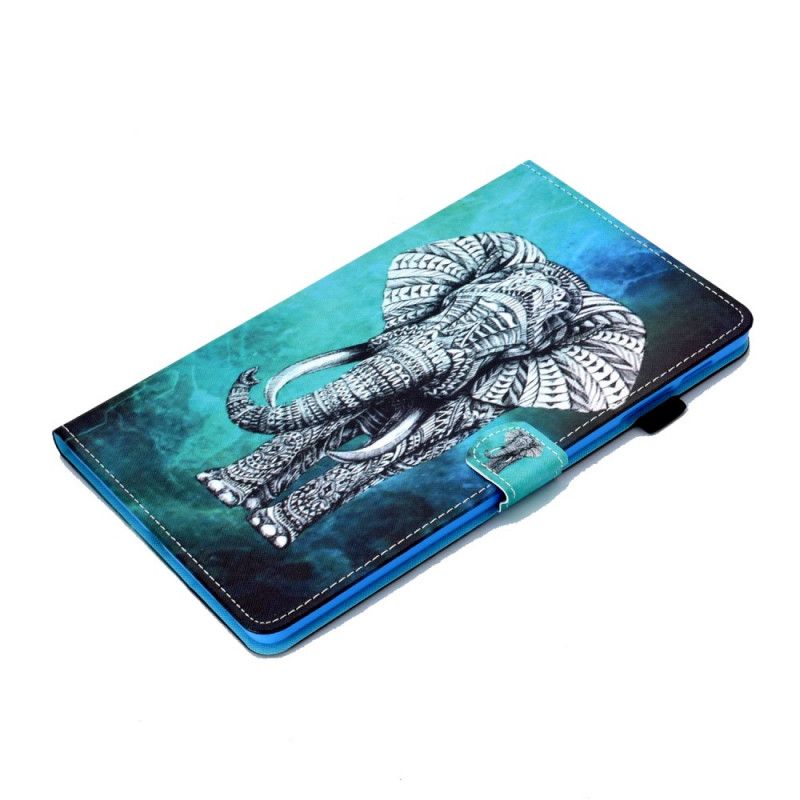 Leren Hoesje Samsung Galaxy Tab A7 Tribale Olifant