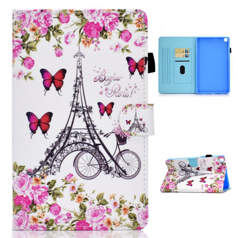 Leren Hoesje voor Samsung Galaxy Tab A7 Fiets Eiffeltoren