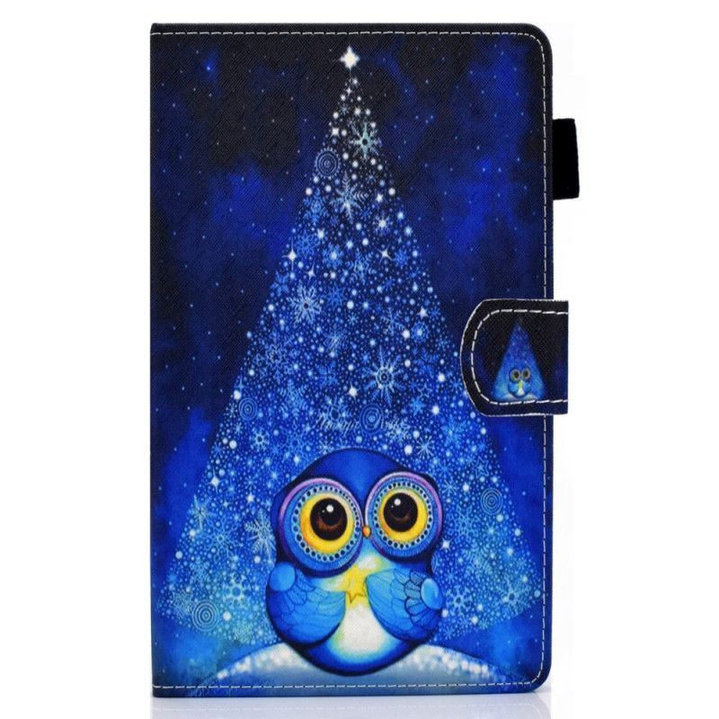 Leren Hoesje voor Samsung Galaxy Tab A7 Lichtblauw Donkerblauw Uil