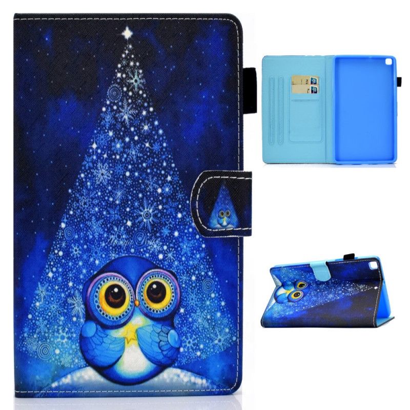 Leren Hoesje voor Samsung Galaxy Tab A7 Lichtblauw Donkerblauw Uil