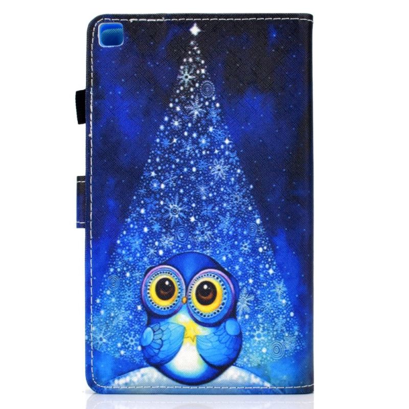 Leren Hoesje voor Samsung Galaxy Tab A7 Lichtblauw Donkerblauw Uil