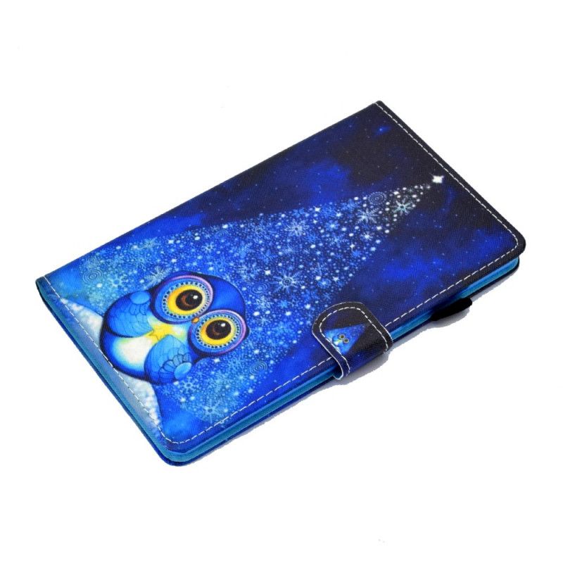 Leren Hoesje voor Samsung Galaxy Tab A7 Lichtblauw Donkerblauw Uil