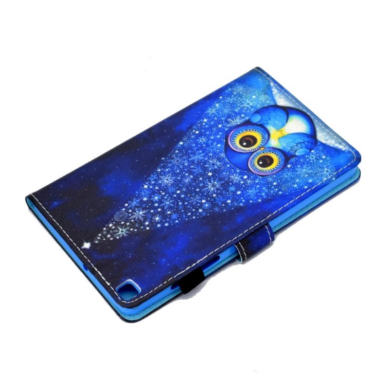 Leren Hoesje voor Samsung Galaxy Tab A7 Lichtblauw Donkerblauw Uil