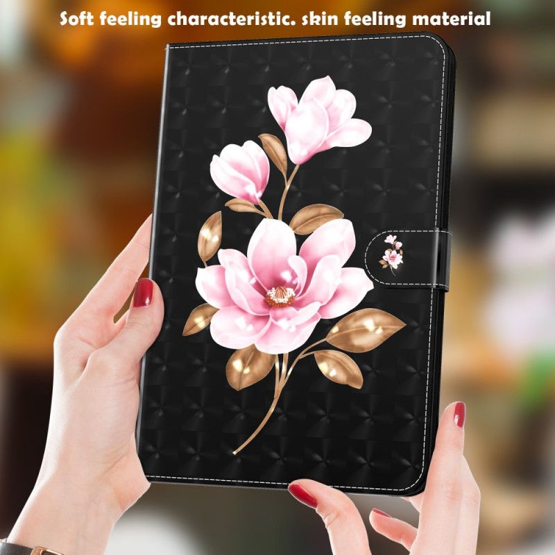 Leren Hoesje voor Samsung Galaxy Tab A7 Lichte Vlek Roze Bloemen