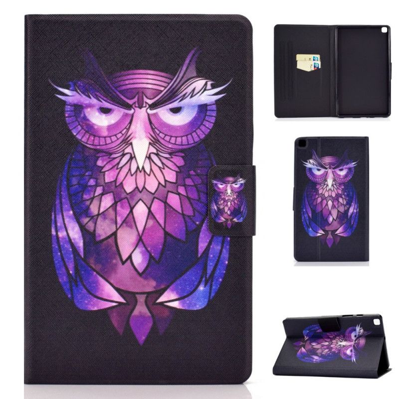 Leren Hoesje voor Samsung Galaxy Tab A7 Paars Donkerblauw Uilen