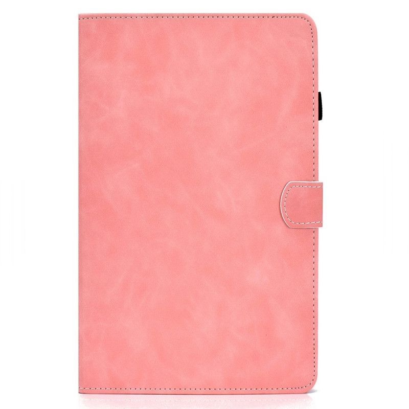 Leren Hoesje voor Samsung Galaxy Tab A7 Rood Zwart Vintage Design Leereffect