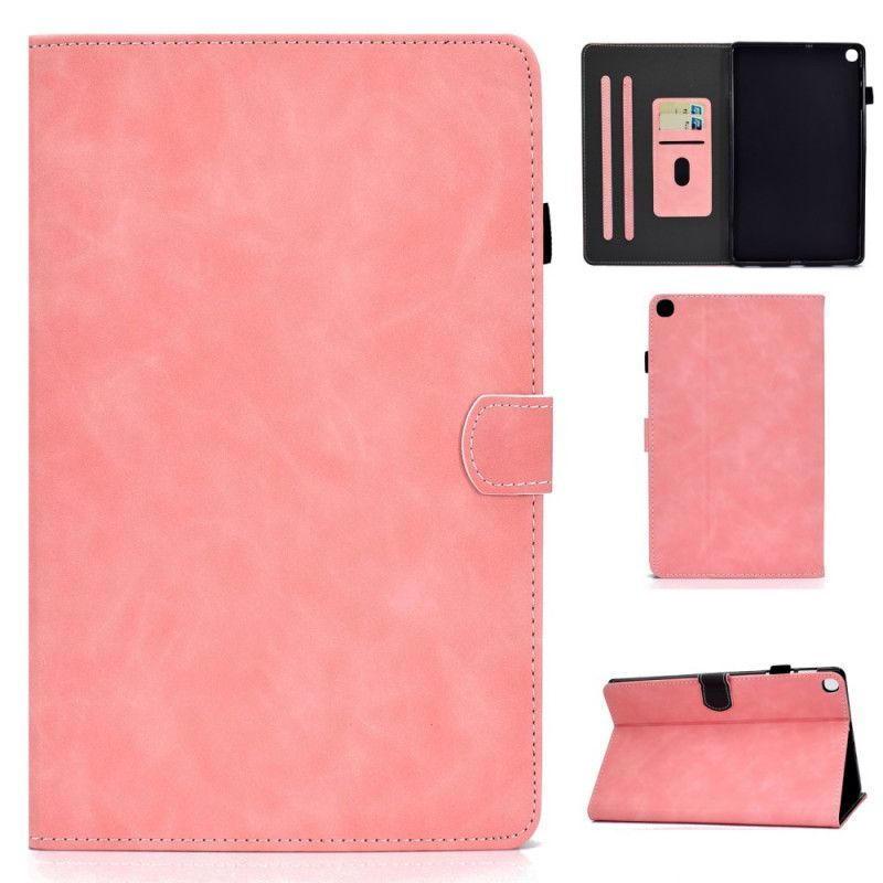 Leren Hoesje voor Samsung Galaxy Tab A7 Rood Zwart Vintage Design Leereffect