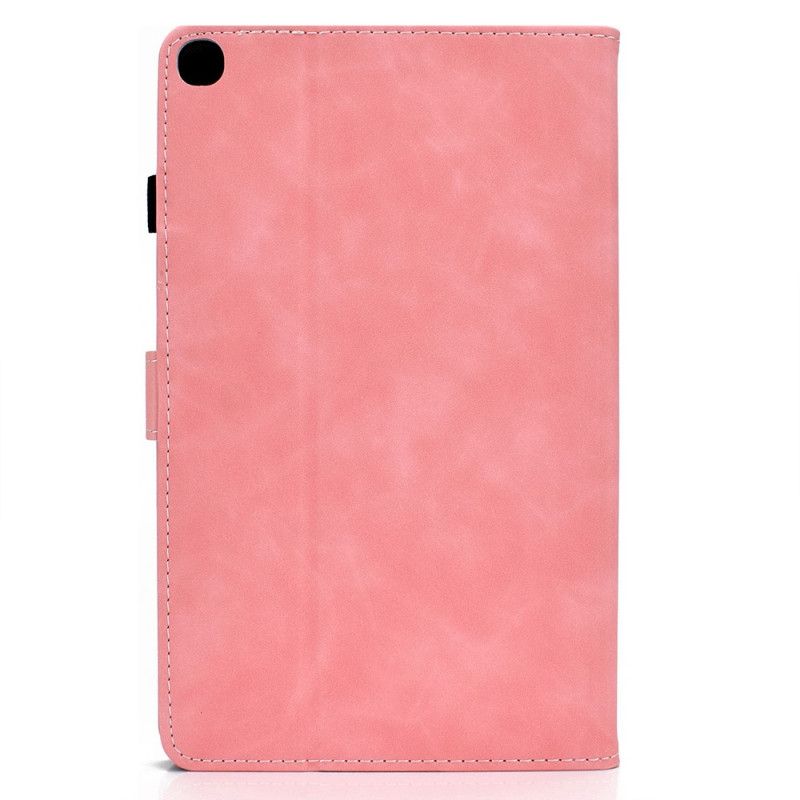 Leren Hoesje voor Samsung Galaxy Tab A7 Rood Zwart Vintage Design Leereffect