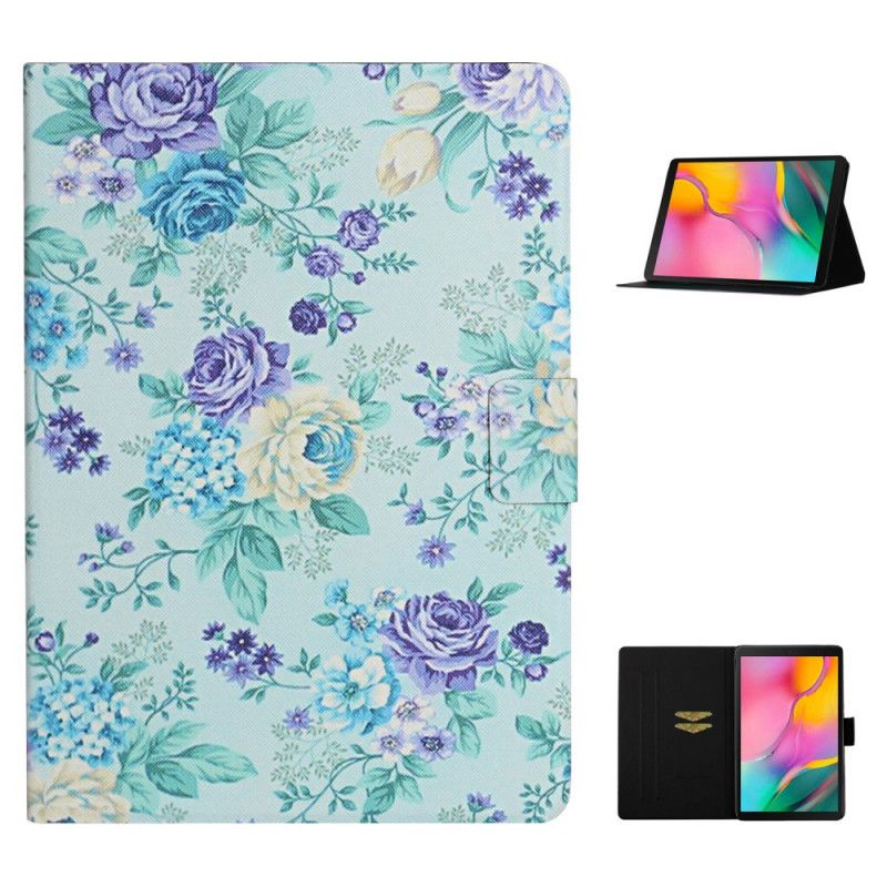 Leren Hoesje voor Samsung Galaxy Tab A7 Roze Grijs Bloemen Bloemen Bloemen