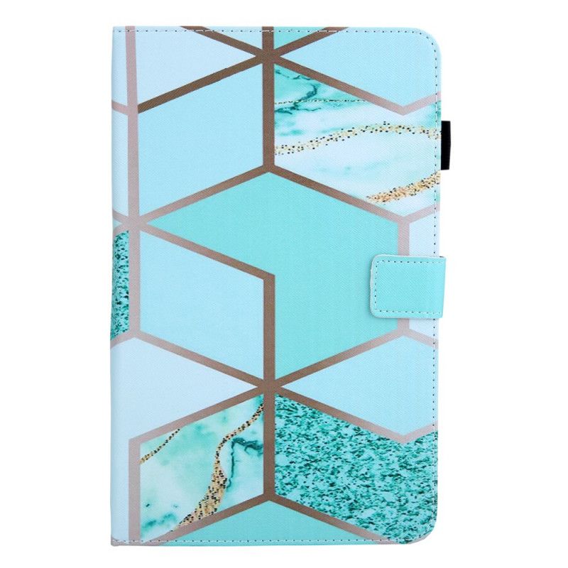 Leren Hoesje voor Samsung Galaxy Tab A7 Turkoois Paars Geometrisch Patroon