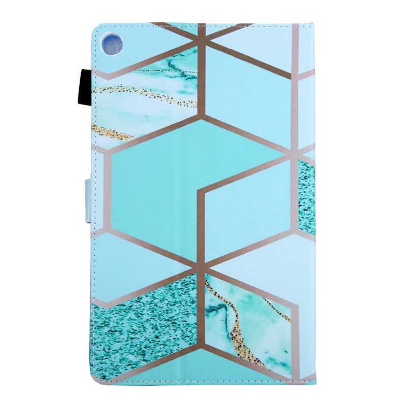 Leren Hoesje voor Samsung Galaxy Tab A7 Turkoois Paars Geometrisch Patroon