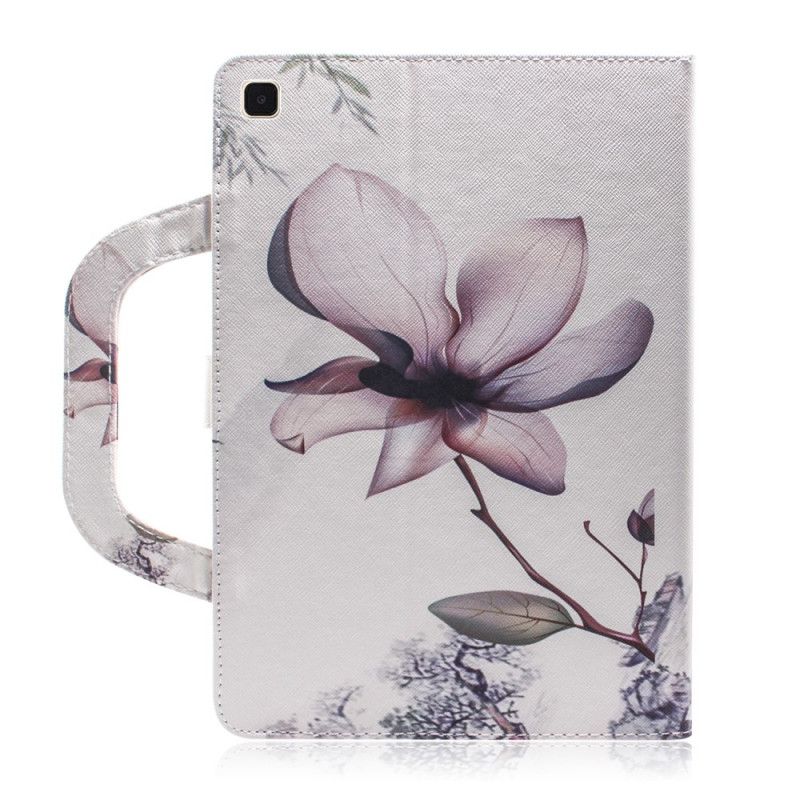 Leren Hoesje voor Samsung Galaxy Tab A7 Vintage Bloem Met Handvat