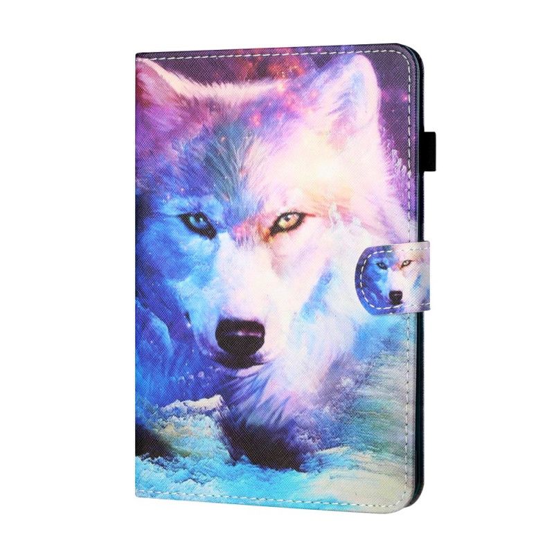 Leren Hoesje voor Samsung Galaxy Tab A7 Wolf Art