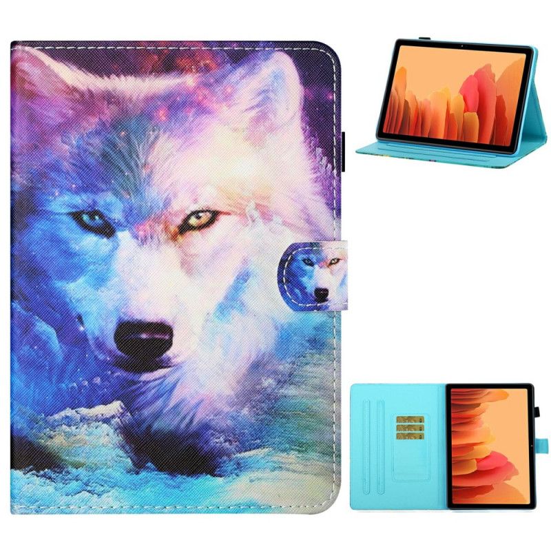 Leren Hoesje voor Samsung Galaxy Tab A7 Wolf Art