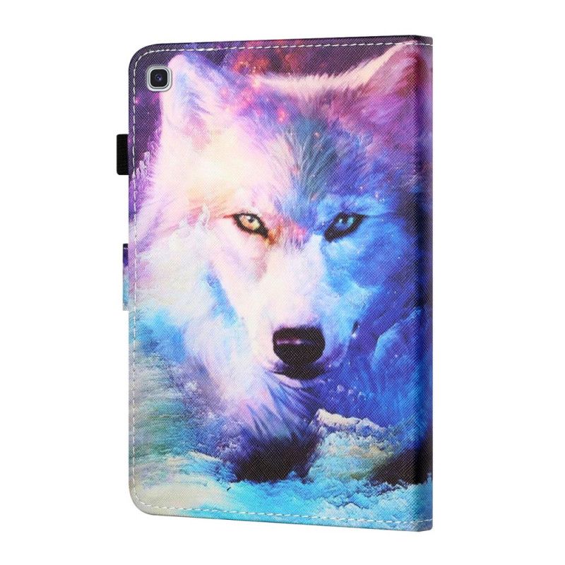 Leren Hoesje voor Samsung Galaxy Tab A7 Wolf Art