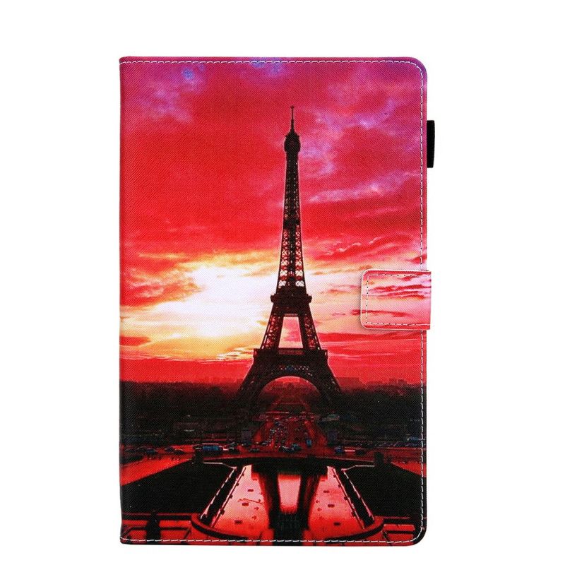 Leren Hoesje voor Samsung Galaxy Tab A7 Zonsondergang Eiffeltoren