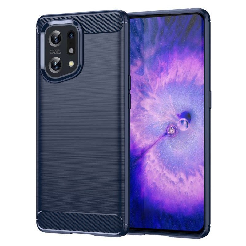 Telefoonhoesje voor Oppo Find X5 Geborstelde Koolstofvezel