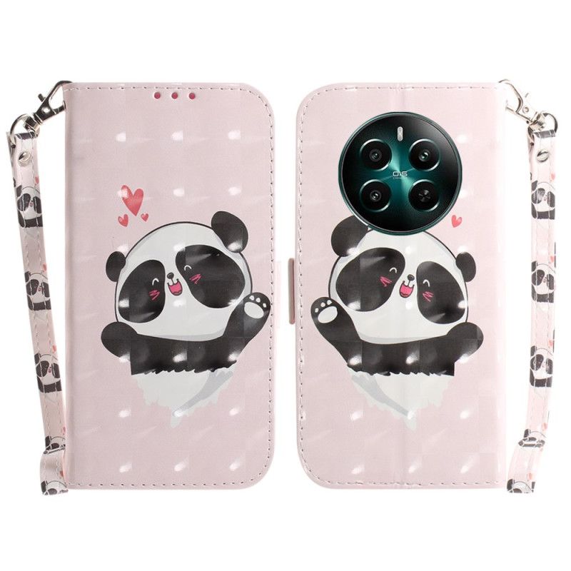 Leren Hoesje Realme 12 Plus 5g Panda Love Met Riempje