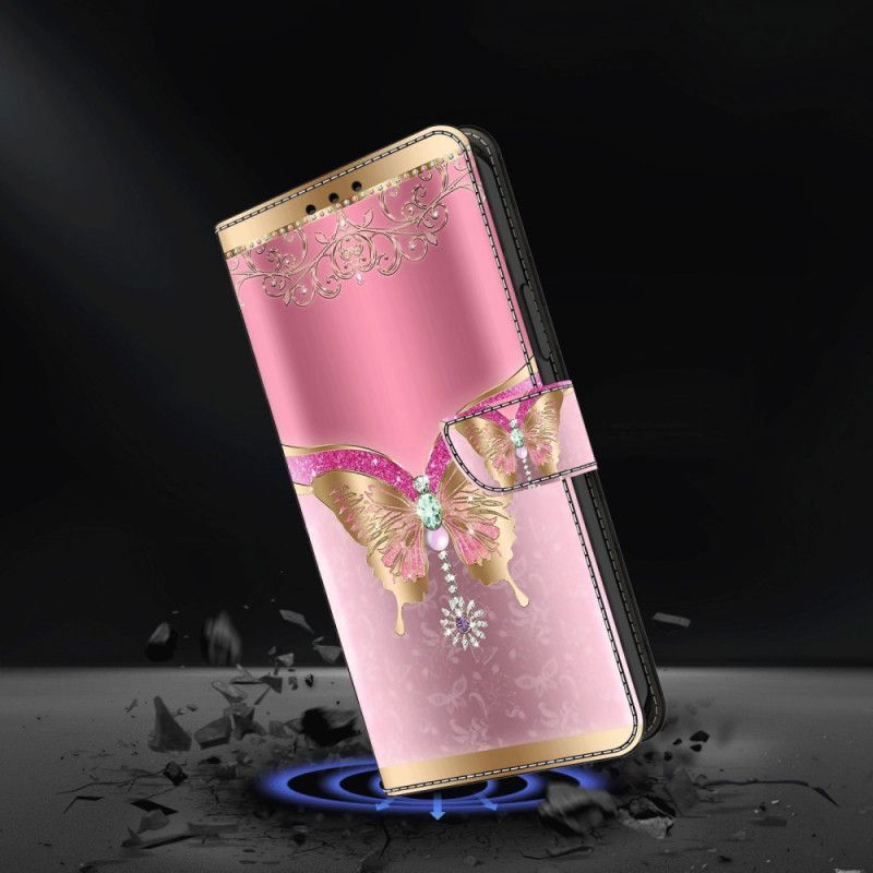 Bescherming Hoesje Honor X9b / Magic 6 Lite Roze En Gouden Vlinder