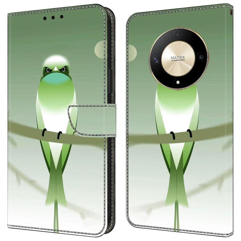 Flip Case Leren Honor X9b / Magic 6 Lite Groene Vogel