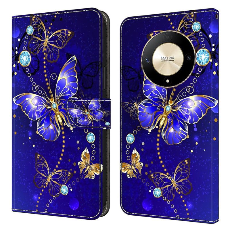 Folio-hoesje Honor X9b / Magic 6 Lite Blauwe Diamantvlinders