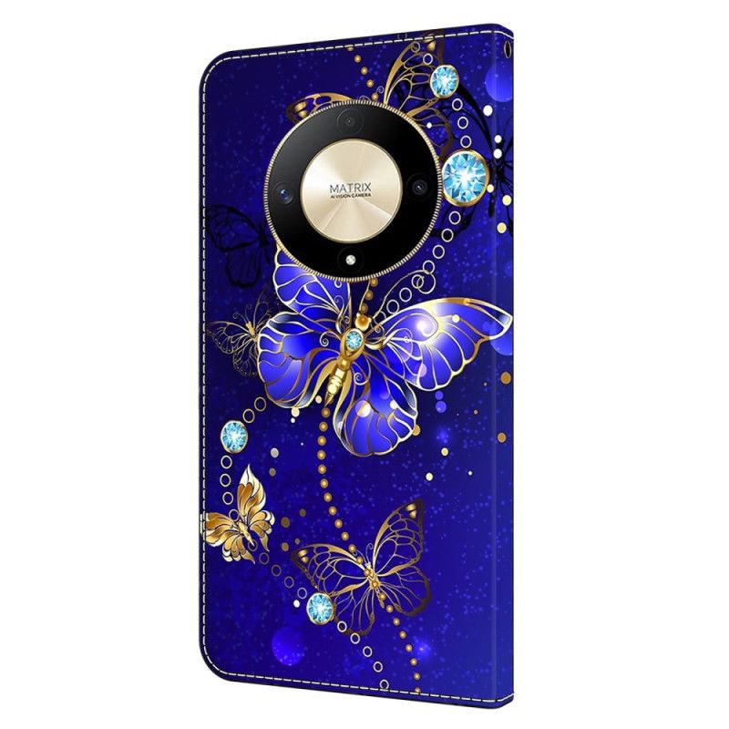 Folio-hoesje Honor X9b / Magic 6 Lite Blauwe Diamantvlinders