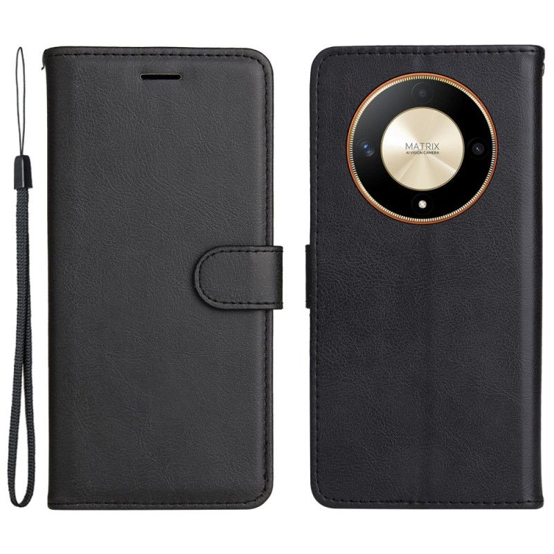 Folio-hoesje Honor X9b / Magic 6 Lite Effen Leereffect Met Riem