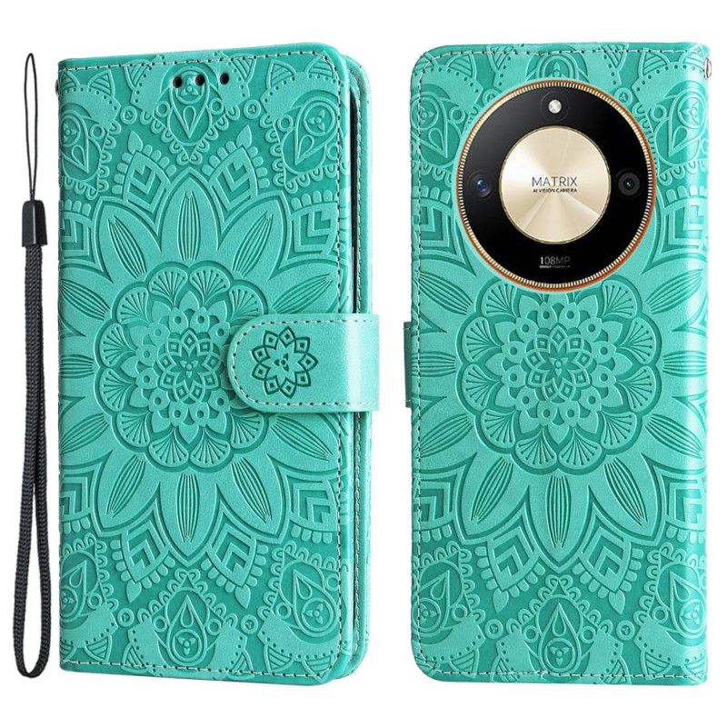 Folio-hoesje Honor X9b / Magic 6 Lite Telefoonhoesje Bloemenmandala Met Riem