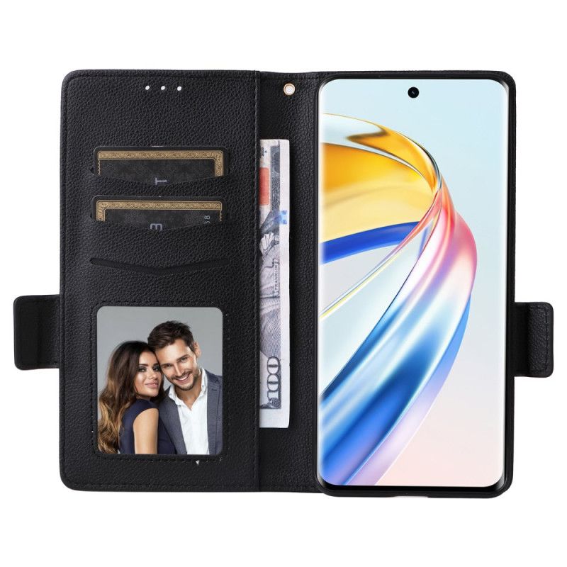 Folio-hoesje Honor X9b / Magic 6 Lite Telefoonhoesje Imitatieleer Met Riem