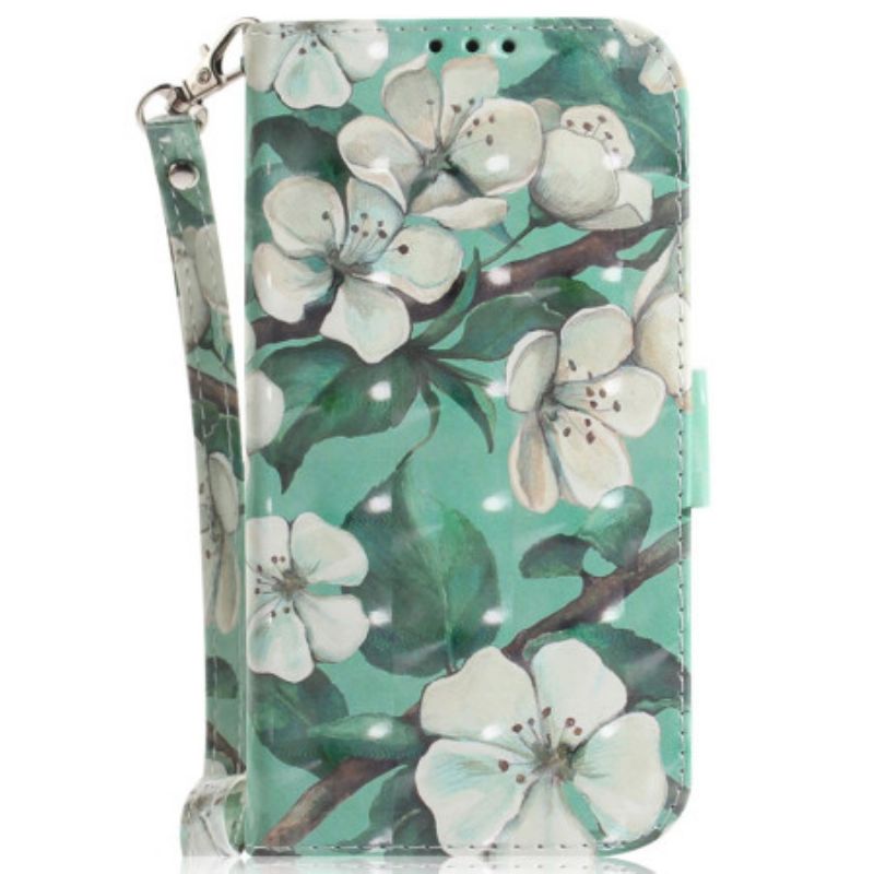 Folio-hoesje Honor X9b / Magic 6 Lite Witte Bloemen Met Riem