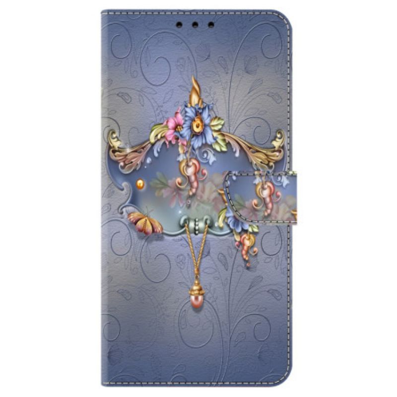 Leren Hoesje Honor X9b / Magic 6 Lite Gesneden Bloem Bescherming Hoesje