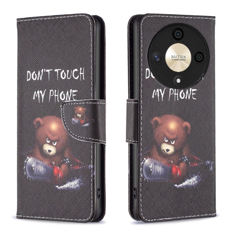 Leren Hoesje Honor X9b / Magic 6 Lite Gevaarlijke Beer Bescherming Hoesje