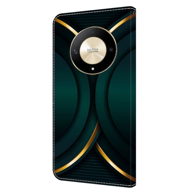 Leren Hoesje Honor X9b / Magic 6 Lite Gouden Omtrek Bescherming Hoesje