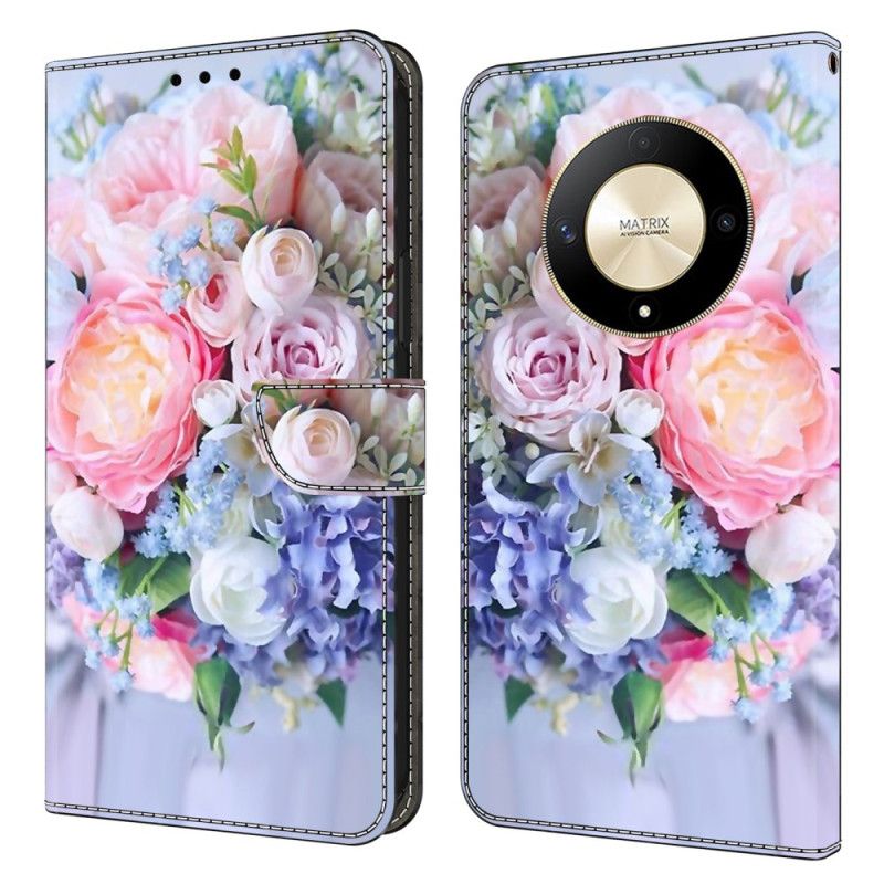 Leren Hoesje Honor X9b / Magic 6 Lite Kleurrijke Bloemen