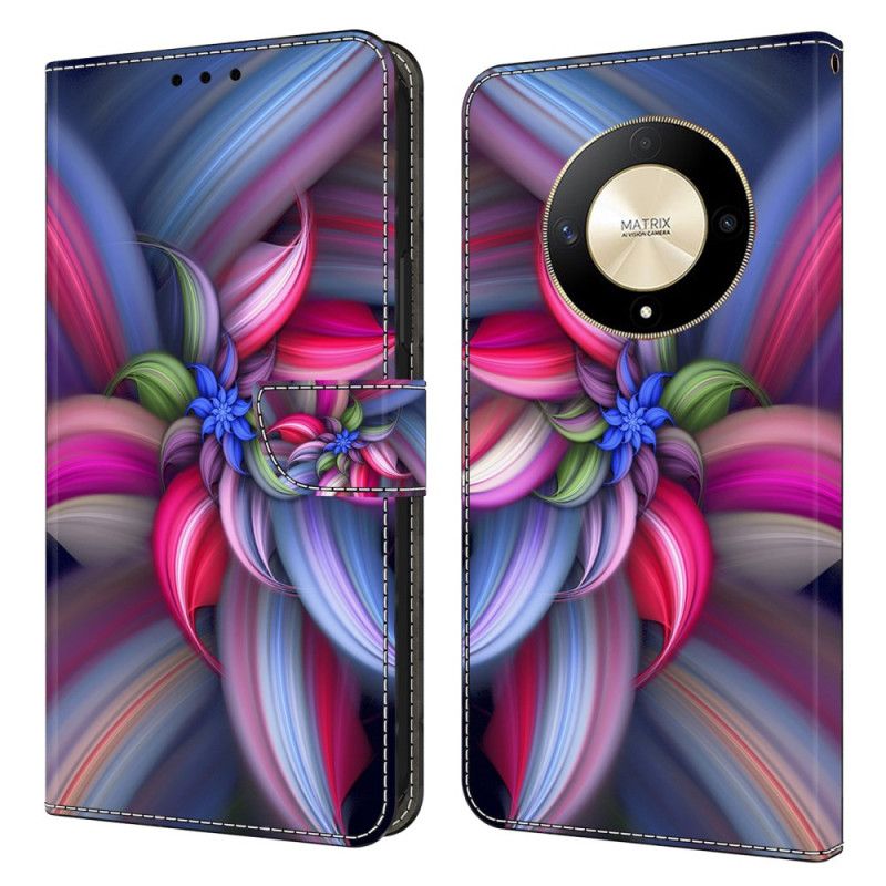 Leren Hoesje Honor X9b / Magic 6 Lite Kleurrijke Bloemen Bescherming Hoesje