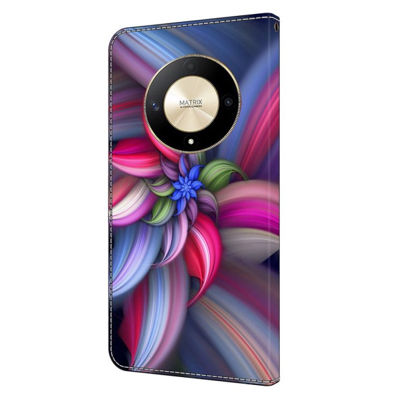 Leren Hoesje Honor X9b / Magic 6 Lite Kleurrijke Bloemen Bescherming Hoesje