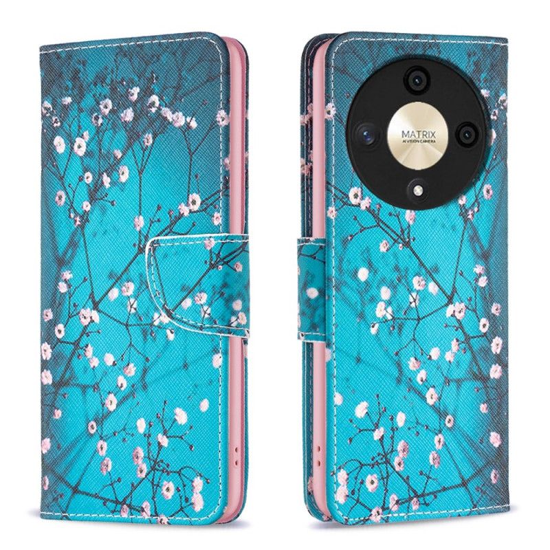 Leren Hoesje Honor X9b / Magic 6 Lite Pruimenbloesems Bescherming Hoesje