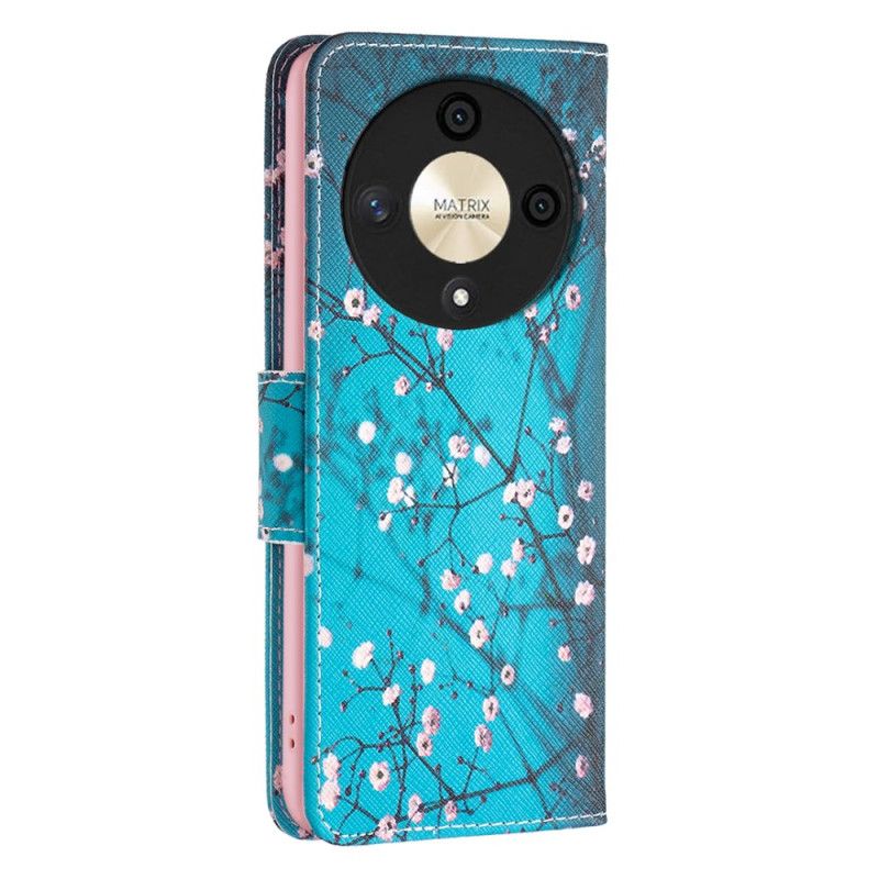 Leren Hoesje Honor X9b / Magic 6 Lite Pruimenbloesems Bescherming Hoesje