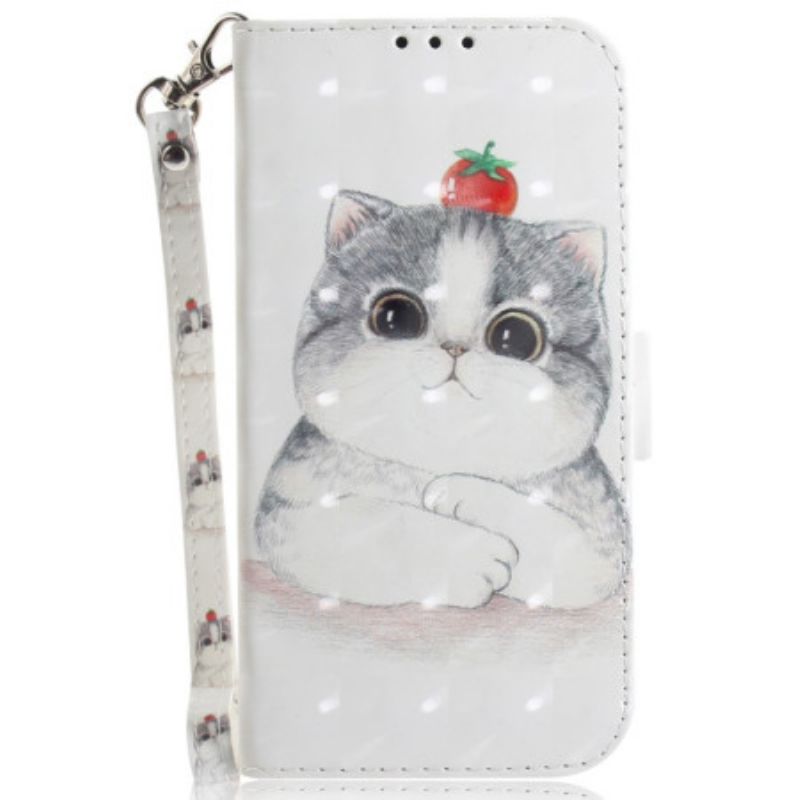 Leren Hoesje Honor X9b / Magic 6 Lite Schattige Kat Met Riem Bescherming Hoesje