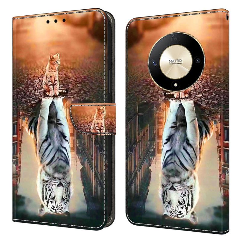 Leren Hoesje Honor X9b / Magic 6 Lite Tijgerdroom Bescherming Hoesje