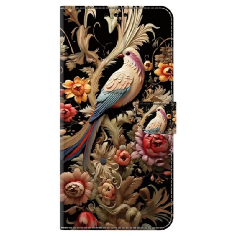 Leren Hoesje Honor X9b / Magic 6 Lite Vintage Bloem En Vogel Bescherming Hoesje