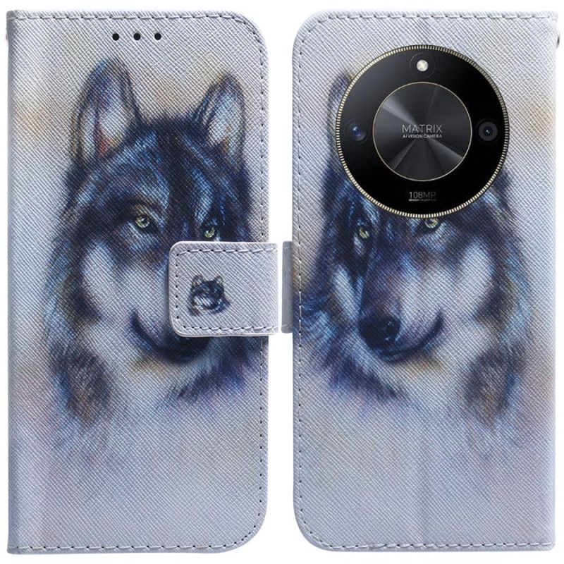 Leren Hoesje Honor X9b / Magic 6 Lite Wolfaquarel