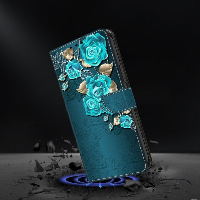 Leren Hoesje Voor Honor X9b / Magic 6 Lite Blauwe Rozen