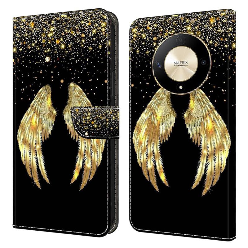 Leren Hoesje Voor Honor X9b / Magic 6 Lite Gouden Vleugels