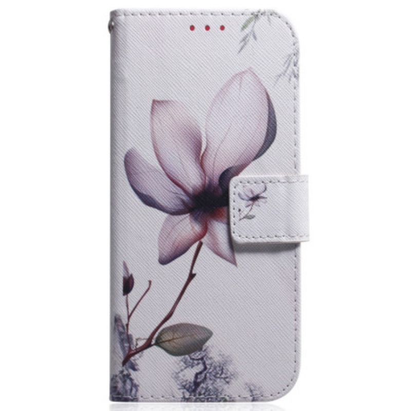 Leren Hoesje Voor Honor X9b / Magic 6 Lite Roze Bloem