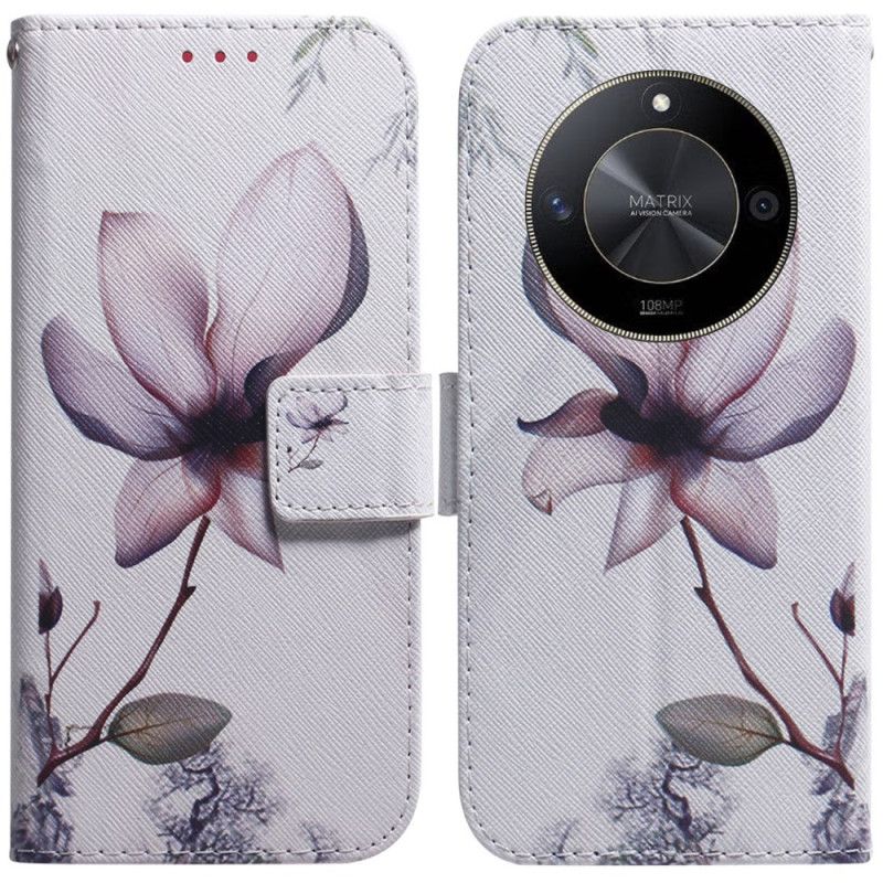 Leren Hoesje Voor Honor X9b / Magic 6 Lite Roze Bloem