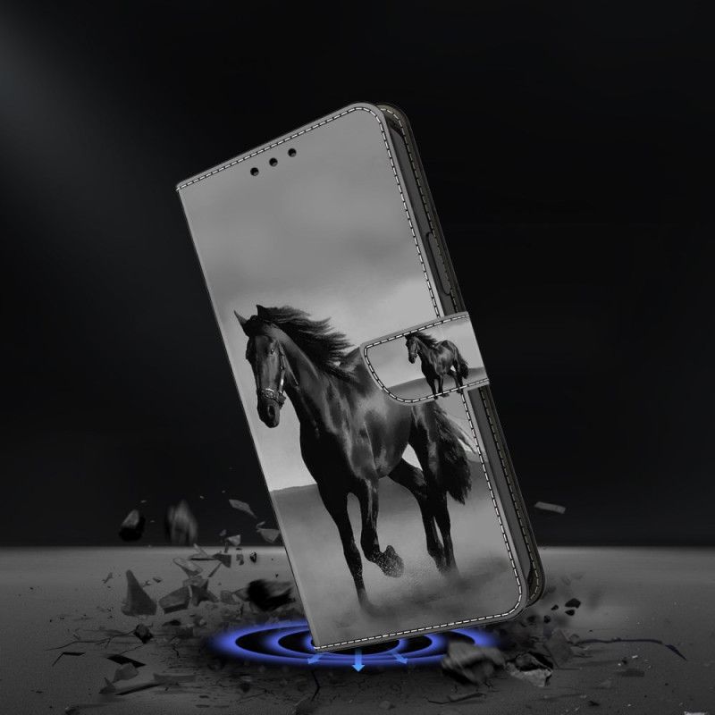 Leren Hoesje Voor Honor X9b / Magic 6 Lite Zwart Paard